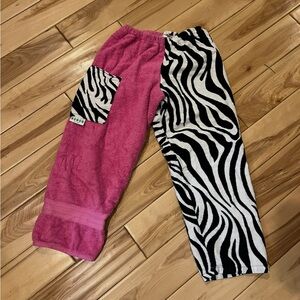 Pink and Zebra Print Towel Pants